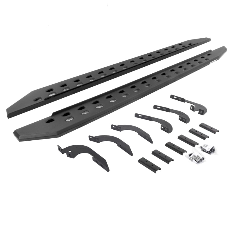 GOR RB20 Slim Running Boards - Go Rhino 05-22 Toyota Tacoma DC 4DR RB20 Slim Running Boards Kit (Incl. Brackets) - Tex. Blk
