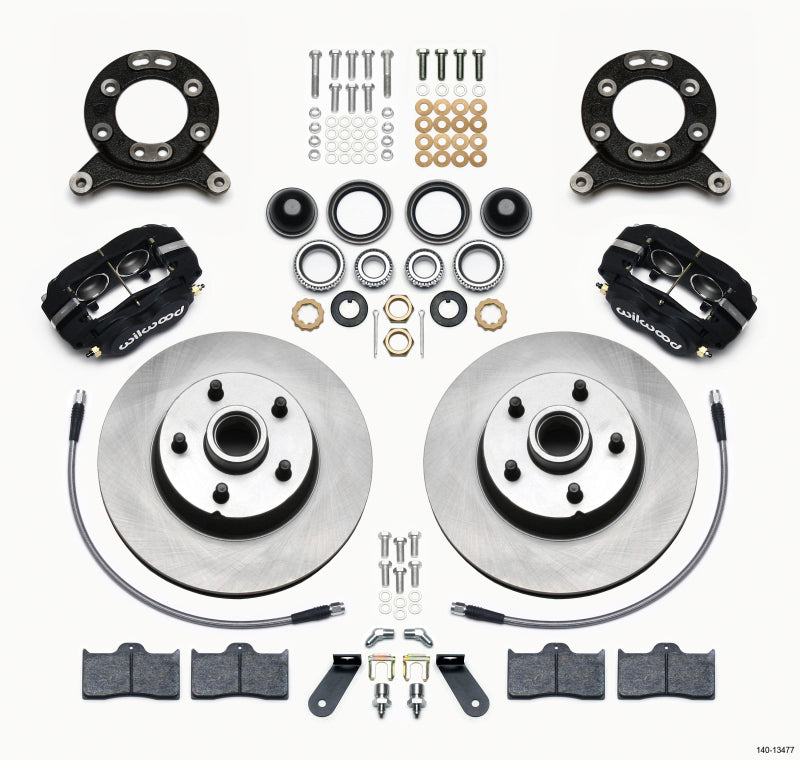 WIL Dynalite Brake Kit - Wilwood Forged Dynalite-M Front Kit 11.30in 1 PC Rotor&Hub 1970-1973 Mustang Disc & Drum Spindle