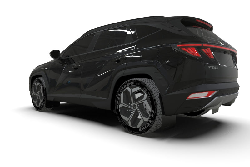 RAL UR Blk Flap/Grey Logo - Rally Armor 22-24 Hyundai Tucson Black UR Mud Flap w/Grey Logo