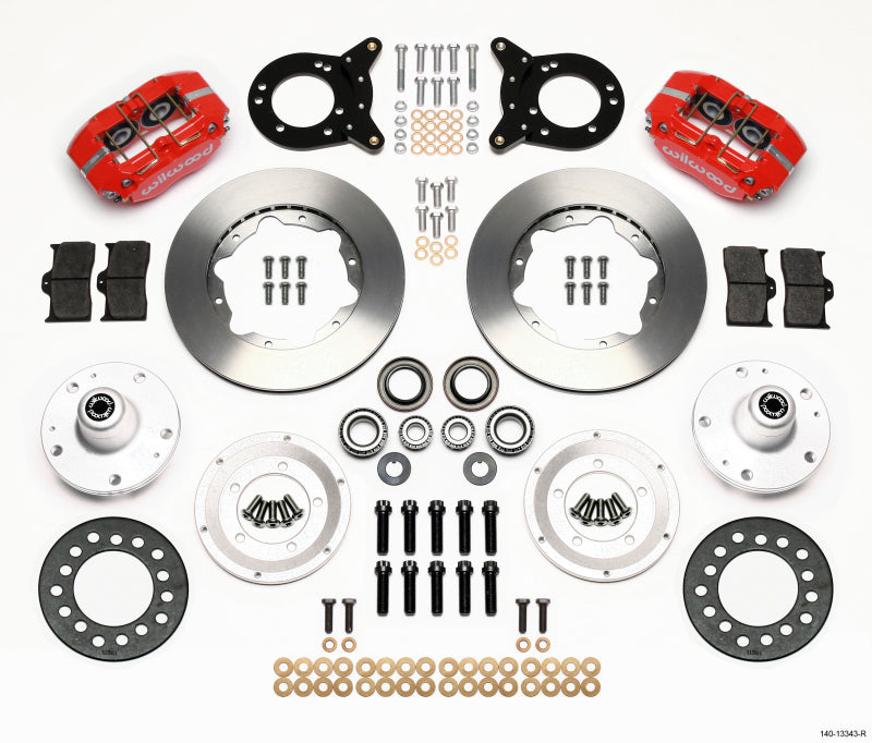 WIL Dynapro Brake Kit - Wilwood Dynapro Dust-Boot Front Kit 11.00in Red 1965-1969 Mustang Disc & Drum Spindle