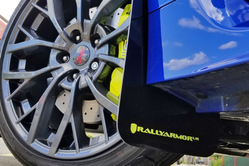 RAL UR Black Flap/Green Logo - Rally Armor 15-21 Subaru WRX/STI Black UR Mud Flap w/Green Logo