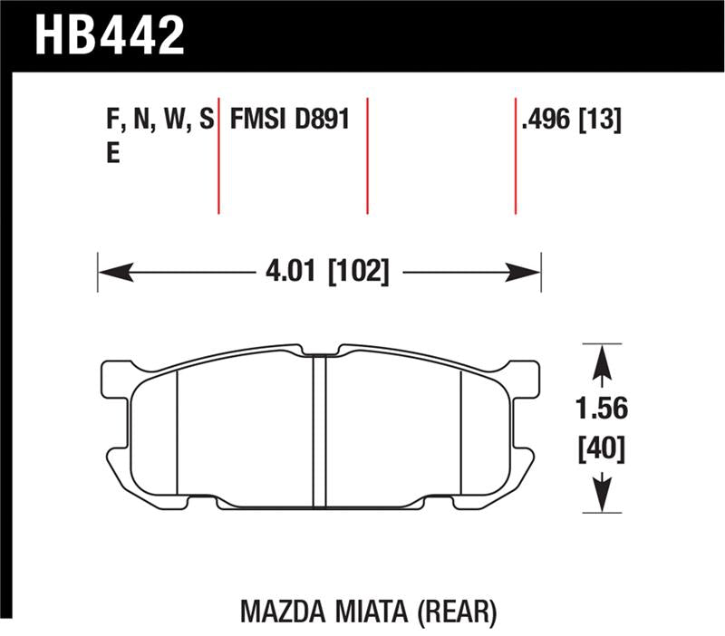 HAWK DTC-30 Brake Pad Sets - Hawk 01-02 Miata DTC-30 Street Rear Brake Pads