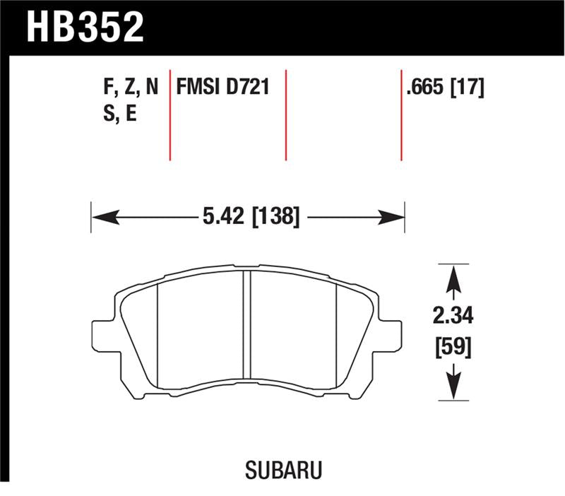 HAWK HPS 5.0 Brake Pad Sets - Hawk 1998-2/2002 Subaru Forester L (w/Rear Drum Brakes) High Perf. Street 5.0 Front Brake Pads