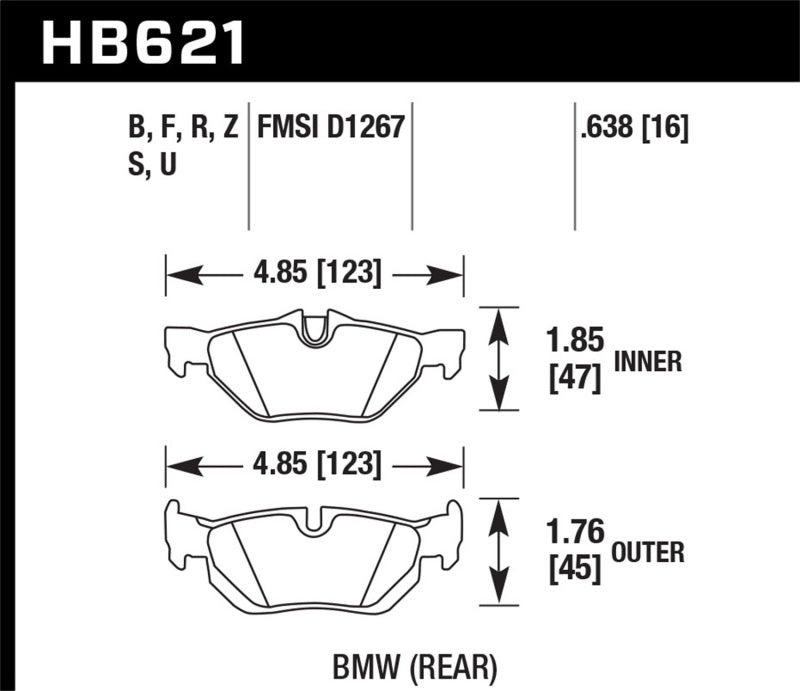 HAWK ER-1 Brake Pad Sets - Hawk 2011 BMW 125i Rear ER-1 Brake Pads