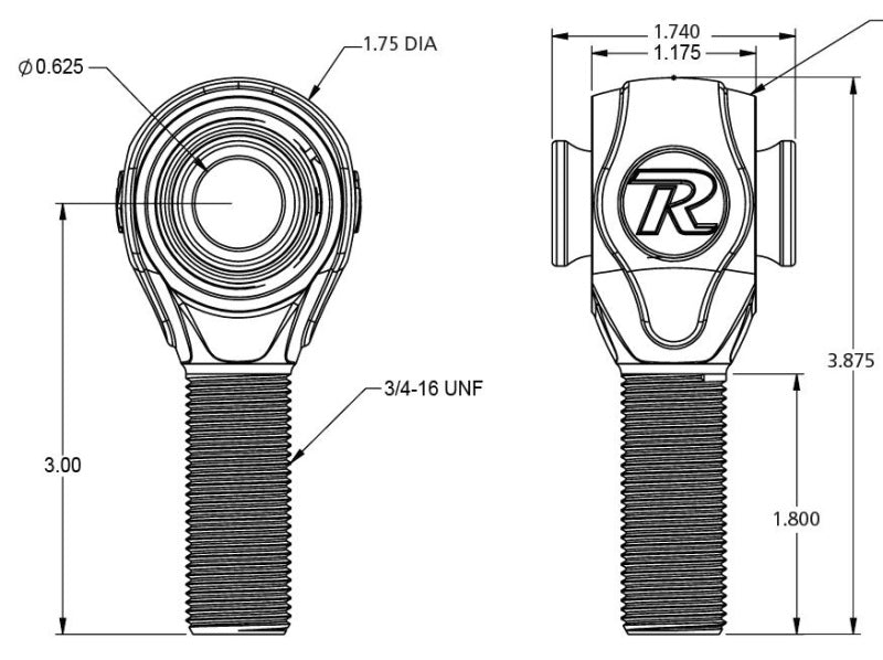 RID R-Joints - Ridetech R-Joint Rod End with 3/4in-16 Right Hand Thread