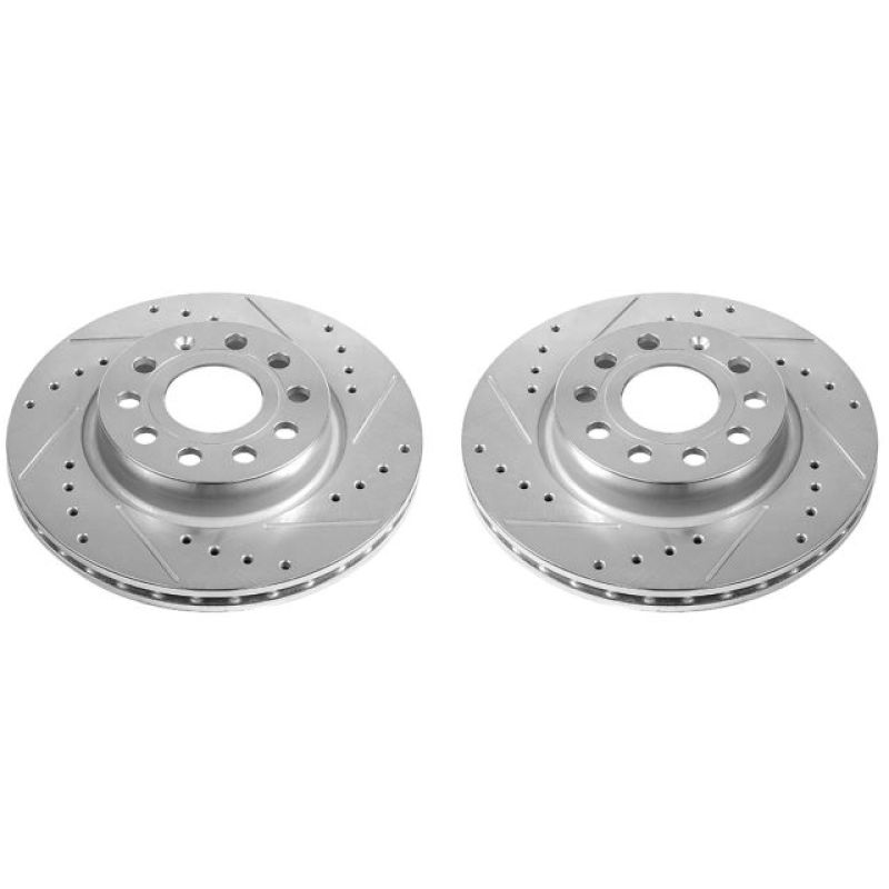 PSB Evolution Drill/Slot Rotor - Power Stop 2014 Volkswagen Golf Front Evolution Drilled & Slotted Rotors - Pair