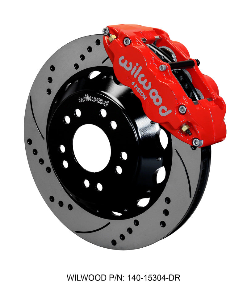 WIL Superlite Brake Kit - Wilwood Narrow Superlite 6R Front Hat Kit 14.00 Drilled Red 63-87 C10 w/ Wilwood Pro Spindles
