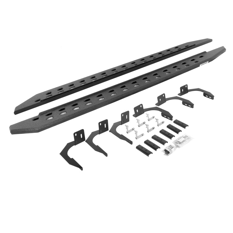 GOR RB20 Slim Running Boards - Go Rhino 09-14 Dodge Ram 1500 QC 4DR RB20 Slim Running Boards Kit (Incl. Brackets) - Bedliner Coat