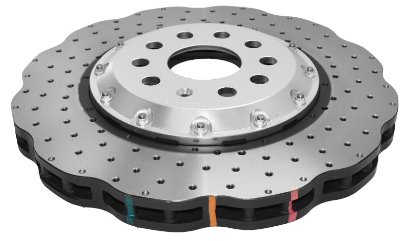 DBA 5000 Series Drilled Rotors - DBA 15-20 Volkswagen Golf R 3.6L Front 5000 Series Cross Drilled Rotor w/Silver Hat