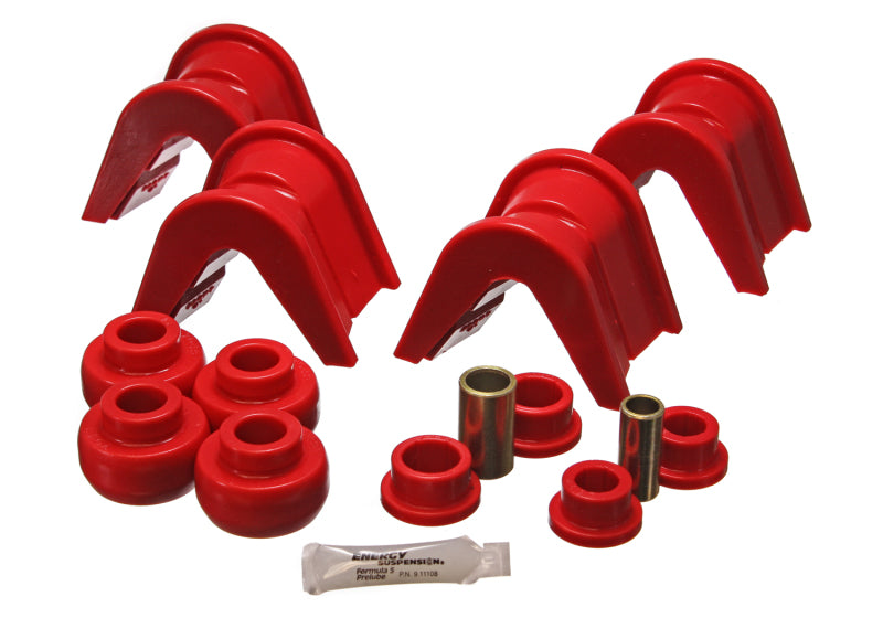 ES C-Bushings - Red - Energy Suspension 76-77 Ford Bronco/66-72 F-100/F-150 Red 4 Deg Offset Complete 14 Pc C-Bushing Set