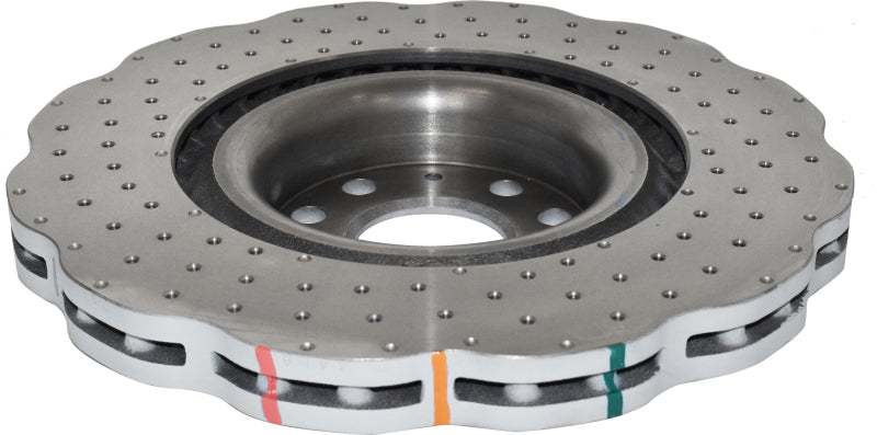 DBA 4000 Series Drilled Rotors - DBA 12-13 Volkswagen Golf R 2.0L Front 4000 Series Cross Drilled Rotor w/Silver Hat