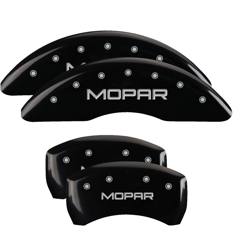 MGP Caliper Covers 4 Logo - MGP 4 Caliper Covers Engraved Front & Rear MOPAR Black finish silver ch