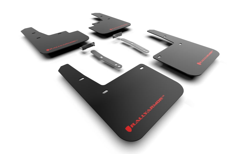 RAL UR Blk Flap/Rd Logo - Rally Armor 22-23 Hyundai Kona N-Line Black UR Mud Flap w/Red Logo