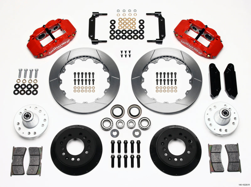 WIL Superlite Brake Kit - Wilwood Narrow Superlite 6R Front Hub Kit 12.88in Red 1970-1973 Mustang Disc Spindle
