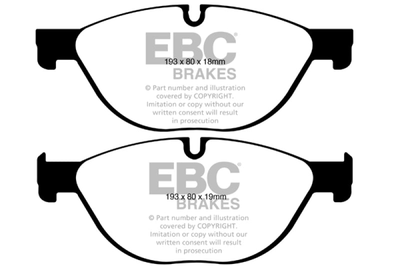 EBC Greenstuff Brake Pad Sets - EBC 12-13 BMW 528 2.0 Turbo (F10) Performance Greenstuff Front Brake Pads