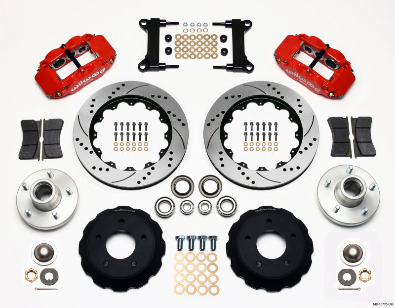 WIL Superlite Brake Kit - Wilwood Narrow Superlite 6R Front Hub Kit 14.00in Drill Red Chevy C-10 60-87 CPP Drop Spindle