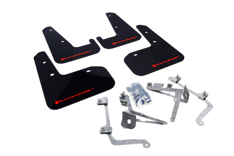 RAL UR Blk Flap/Rd Logo - Rally Armor 11-14 Subaru WRX/STI (Sedan Only) Black UR Mud Flap w/Red Logo