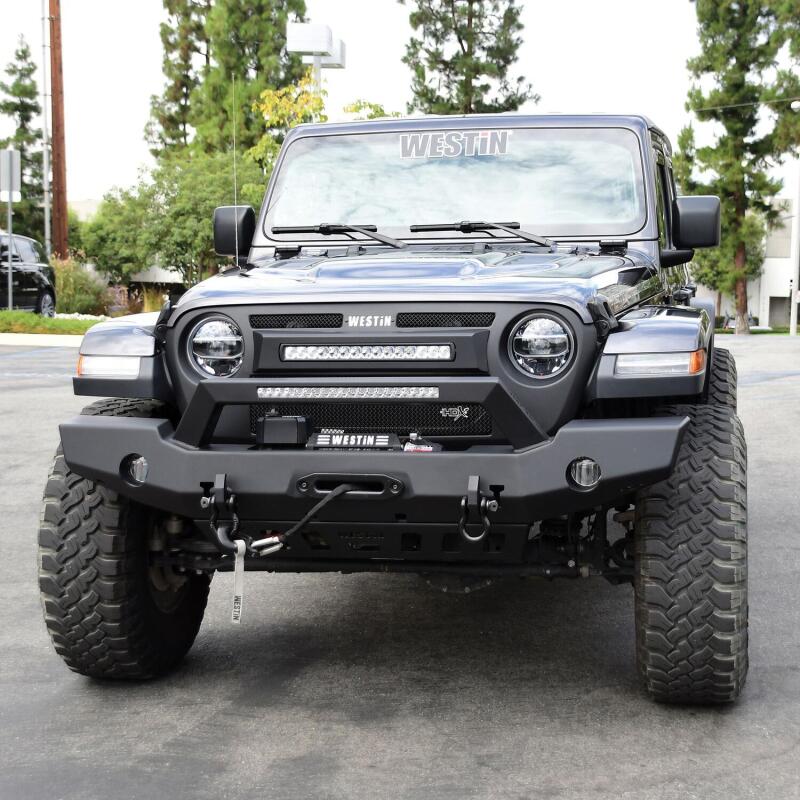 WES WJ2 Bumpers - Westin 18-20 Jeep Wrangler WJ2 Full Width Front Bumper w/LED Light Bar Mount Textured Black