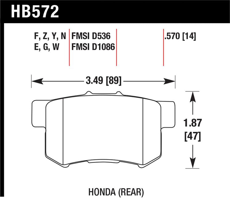 HAWK HPS 5.0 Brake Pad Sets - Hawk 2001-2003 Acura CL Type-S HPS 5.0 Rear Brake Pads