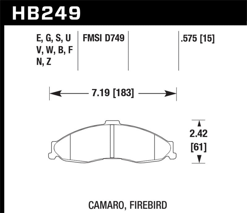 HAWK ER-1 Brake Pad Sets - Hawk 98-02 Camaro ER-1 Street Front Brake Pads