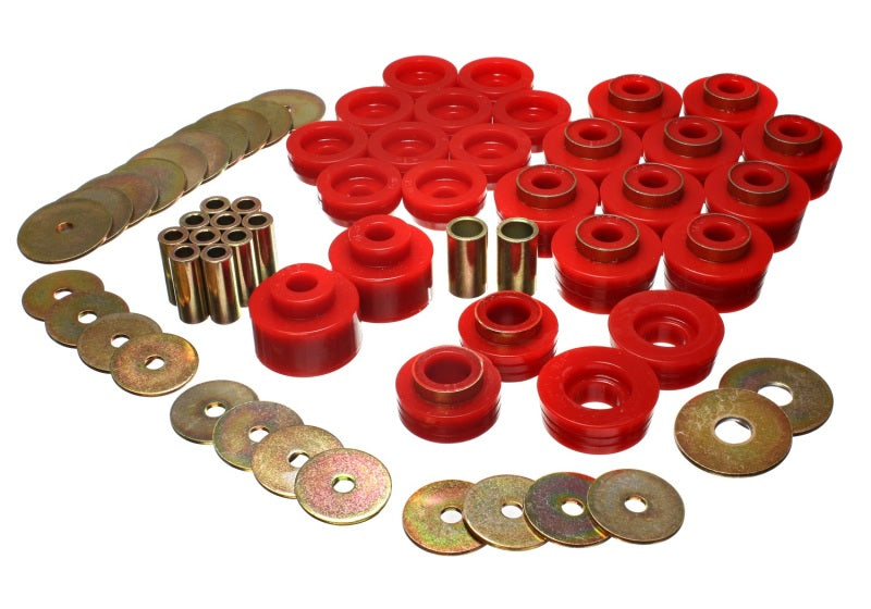 ES Body Mounts - Red - Energy Suspension 82-87 Buick Century/Regal/Skylark / 78-88 Chevelle/Monte Carlo Body Mount Set