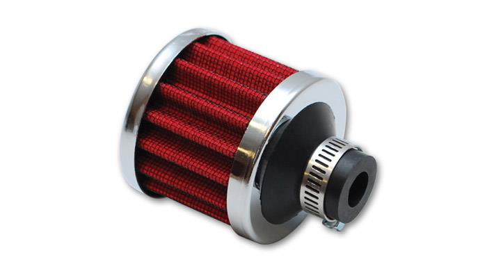 VIB Breather Filters - Vibrant Crankcase Breather Filter w/Chrome Cap 2 1/8in 55mm Cone ODx2 5/8in 68mm Tallx5/8in 15mm ID
