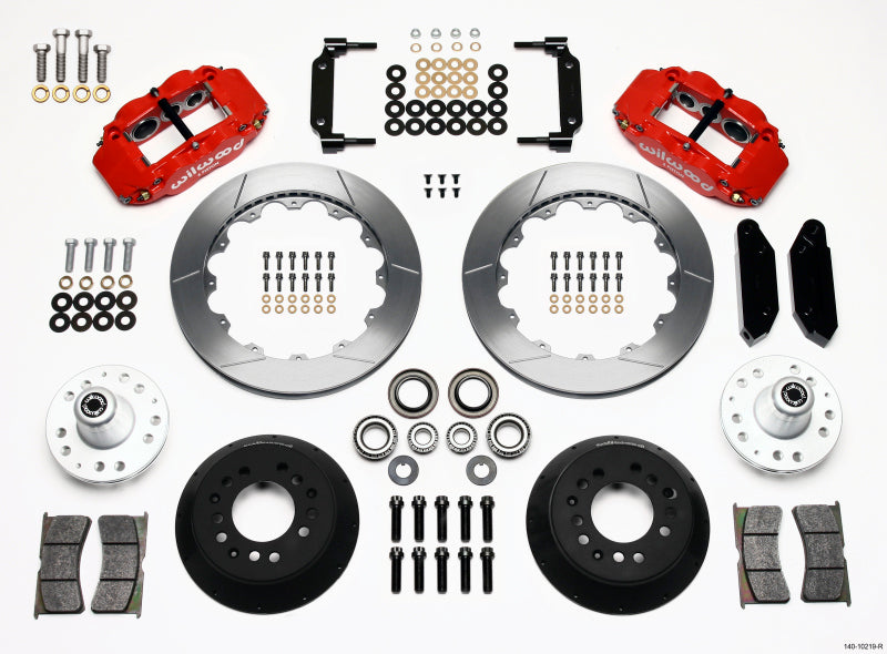 WIL Superlite Brake Kit - Wilwood Narrow Superlite 6R Front Hub Kit 12.88in Red 1968-1969 Mustang Disc Spindle