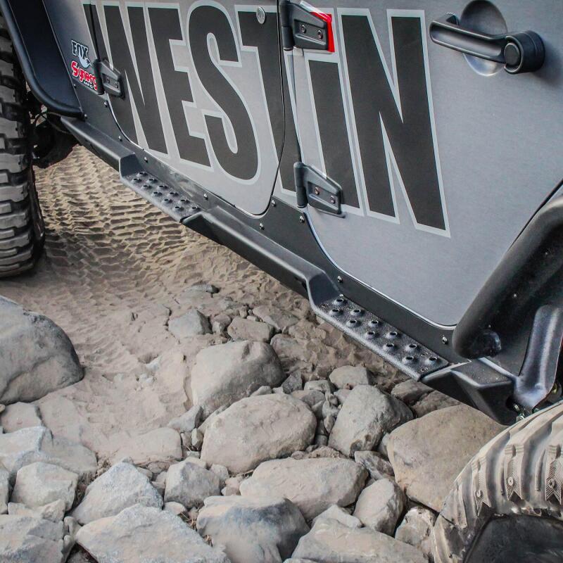 WES Snyper Rock Rail Steps - Westin/Snyper 07-17 Jeep Wrangler Unlimited Rock Slider Steps - Textured Black