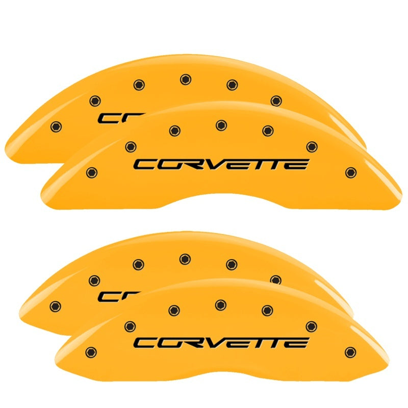 MGP Caliper Covers 4 Logo - MGP 4 Caliper Covers Engraved Front & Rear C6/Corvette Yellow finish black ch