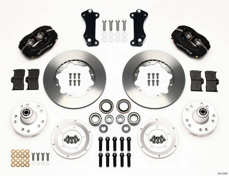 WIL Dynalite Brake Kit - Wilwood Forged Dynalite Front Kit 11.00in Heidts Tri -5 2 inch Drop Spindle