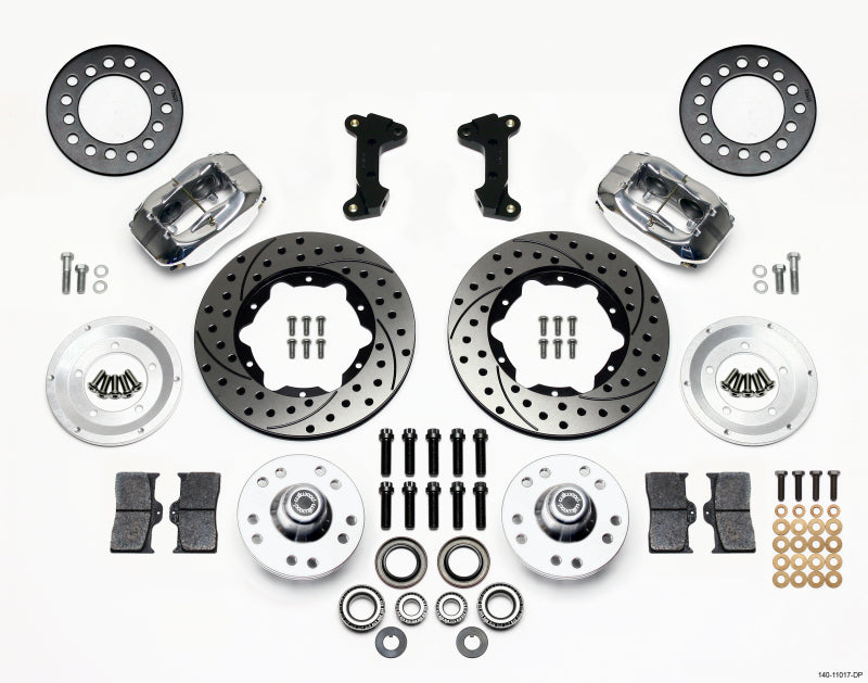 WIL Dynalite Brake Kit - Wilwood Forged Dynalite Front Kit 11.00in Drill-Polished 74-80 Pinto/Mustang II Disc Spindle only