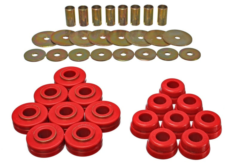 ES Body Mounts - Red - Energy Suspension Nissan/Datsun Red Body Mount Set