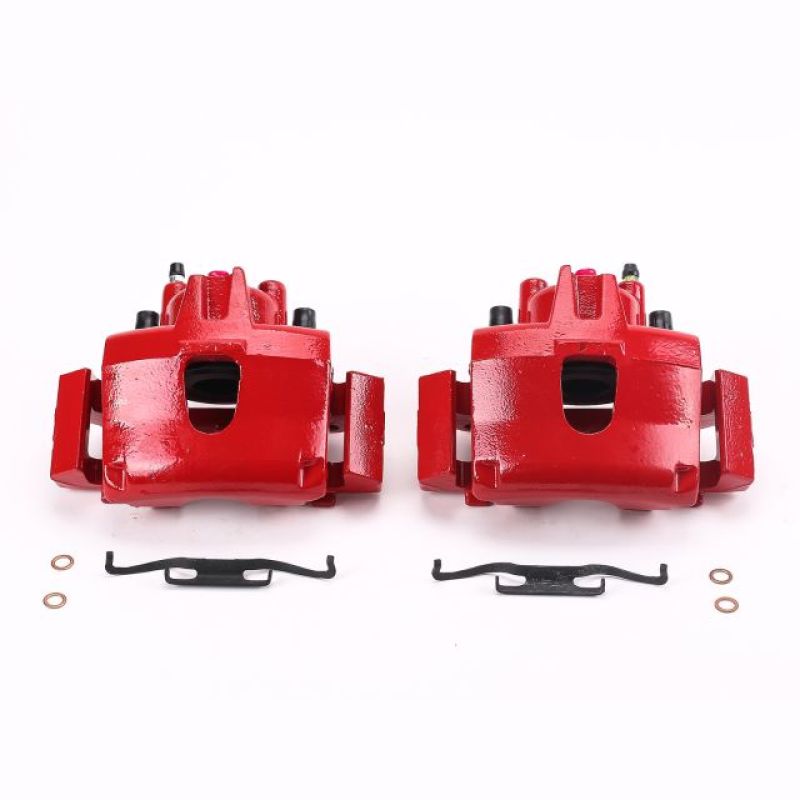 PSB Red Calipers - Power Stop 01-07 Chrysler Town & Country Front Red Calipers w/Brackets - Pair