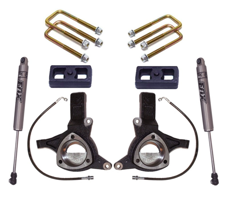 MXT Lift Spindles - MaxTrac 16-18 GM C1500 2WD w/Stamped Steel Susp. 5in/3in MaxPro Elite Spindle Lift Kit w/FOX Shocks