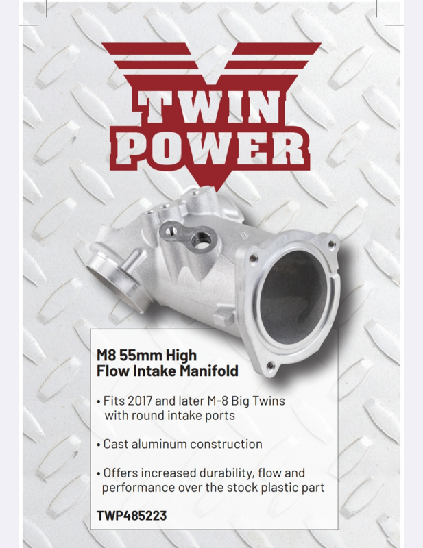 TWP Intake - Twin Power 55mm Aluminum High Flow Intake Manifold for 2017+ M8