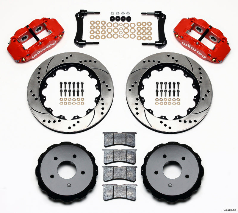 WIL Superlite Brake Kit - Wilwood Narrow Superlite 4R Rear Kit 14.00in Drill Red 97-04 Corvette C5/Z06 05-13 C6