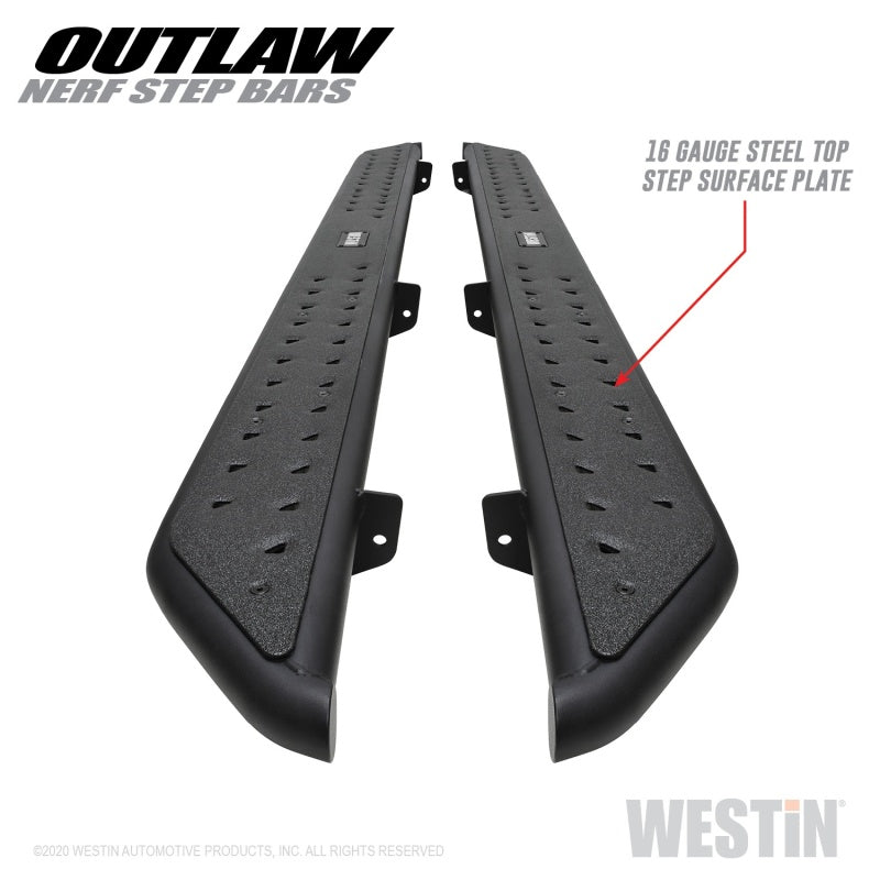WES Nerf Bars - Outlaw - Westin 2020 Jeep Gladiator Outlaw Nerf Step Bars - Textured Black