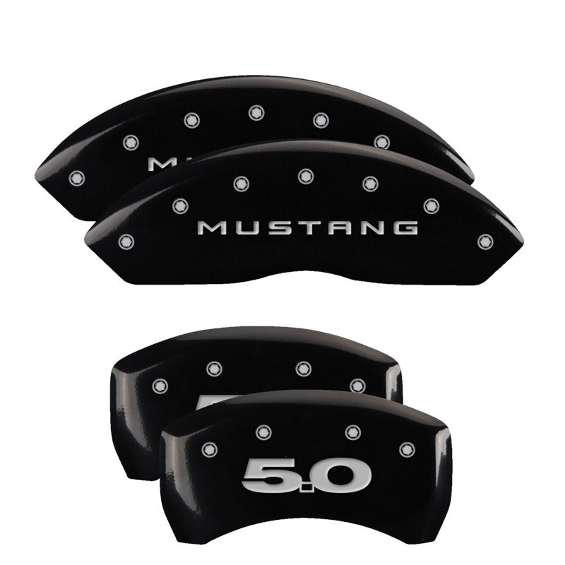 MGP Caliper Covers 4 Logo - MGP 4 Caliper Covers Engraved Front Mustang Engraved Rear 50 Black finish silver ch