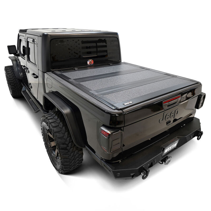 WES Hard Tri-Fold Tonneau Covers - Westin 20-26 Jeep Gladiator JT 4WD 5ft. Bed Hard Tri-Fold Tonneau Cover - Black