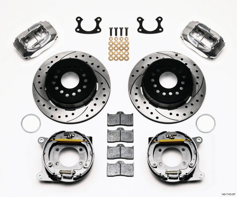 WIL Dynalite Brake Kit - Wilwood Forged Dynalite P/S P-B Kit Drilled Polished Small Ford 2.66in Offset