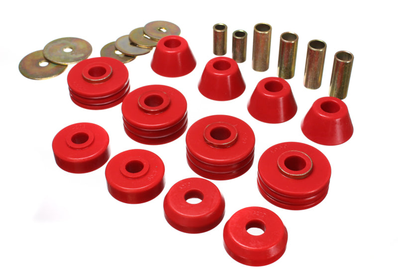 ES Body Mounts - Red - Energy Suspension GM Cab Mount Set - Red