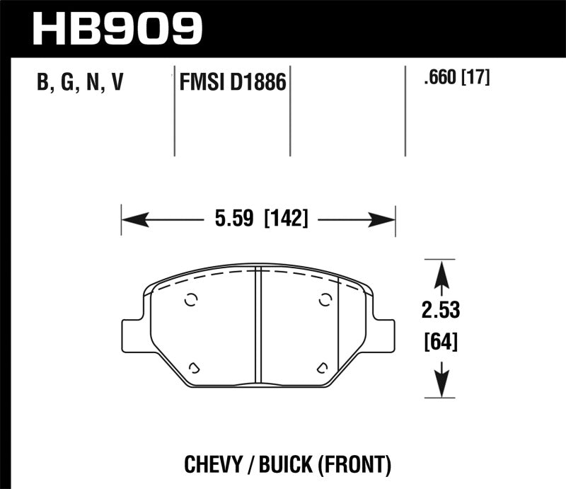 HAWK LTS Brake Pads - Hawk 16-18 Chevrolet Camaro LTS Street Front Brake Pads