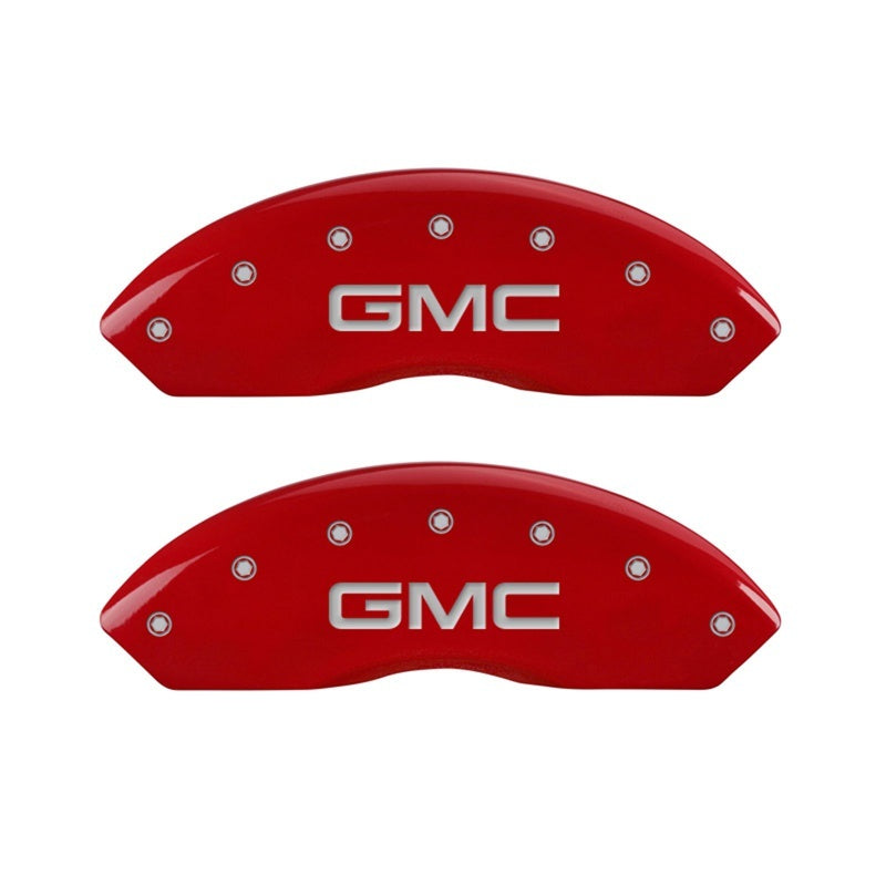 MGP Caliper Covers 2 Logo - MGP Front set 2 Caliper Covers Engraved Front GMC Red finish silver ch
