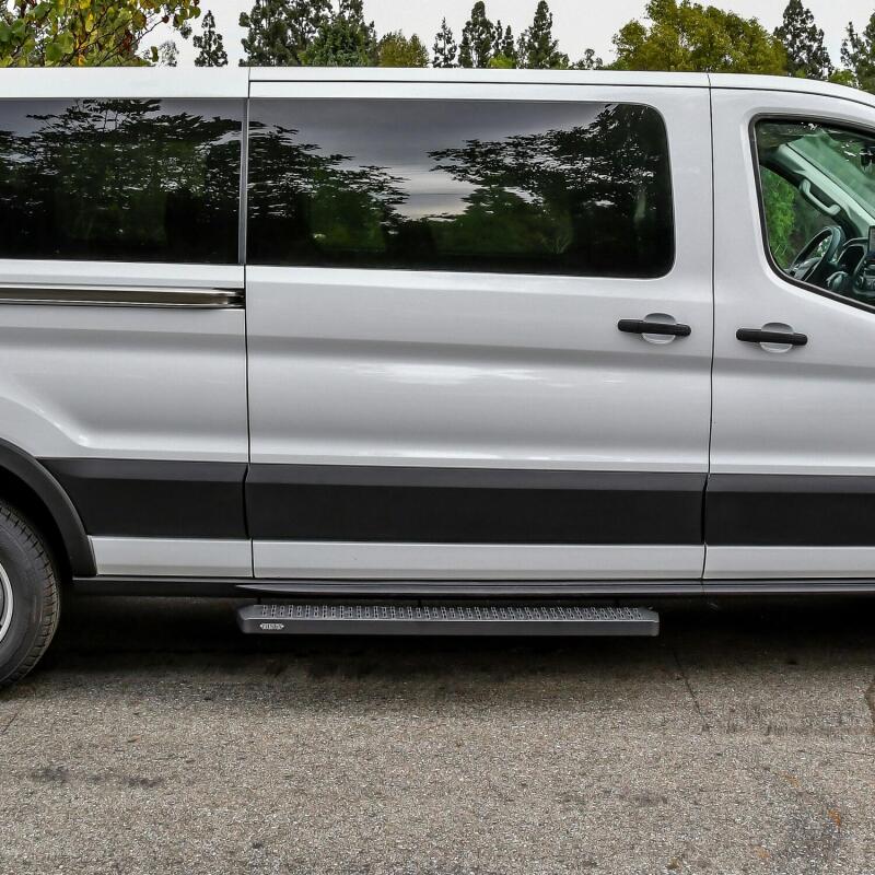 WES Running Boards - Grate - Westin Ford Transit Van 150/250/350 (Single 54in Pass Door) Grate Steps Running Boards - Tex. Blk