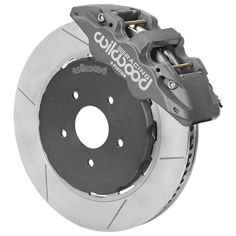 WIL Aero Brake Kit - Wilwood AERO6 RACE Front Big Brake Kit 14in GT Slotted 94-04 Mustang - Type III Ano Grey Calipers