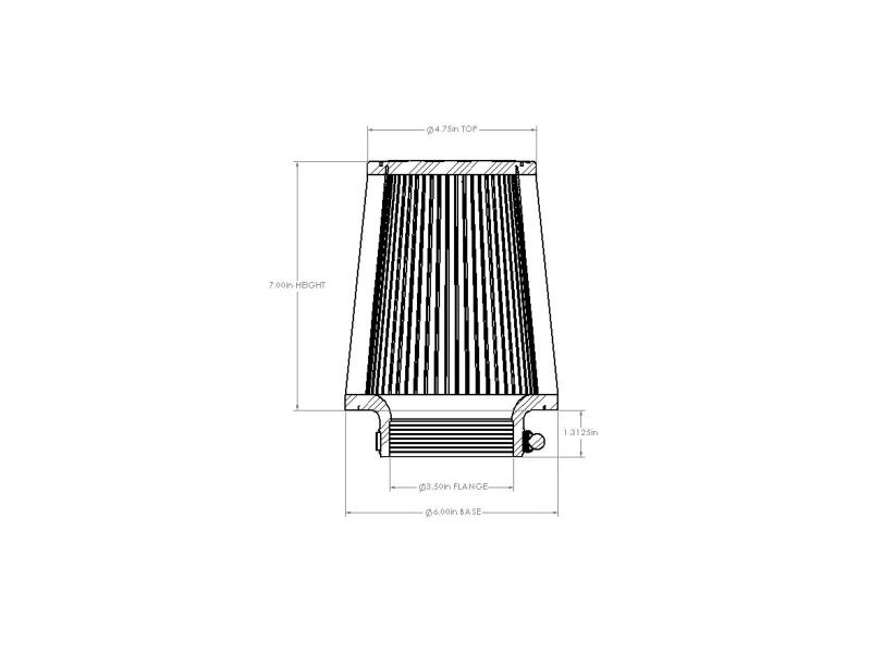 AFE Universal D2 Dura Dry Air Filter - aFe POWER Universal Clamp-On Air Filter w/ D2 Dura-Dry Media - 3-1/2in F x 6in B x 4-3/4in T x 7in H