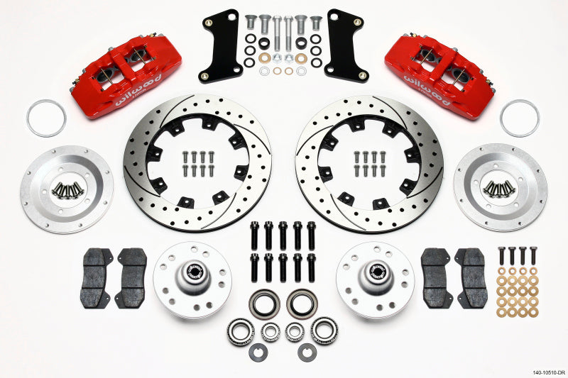 WIL Dynapro Brake Kit - Wilwood Dynapro 6 Front Hub Kit 12.19in Drilled Red 67-69 Camaro (*Line Kit Needed*)