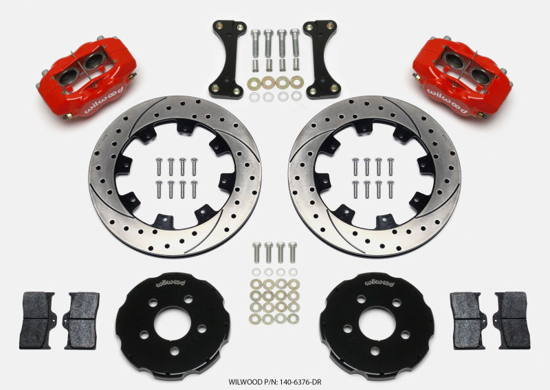 WIL Dynalite Brake Kit - Wilwood Forged Dynalite Front Hat Kit 12.19in Drilled Red 00-04 PT Cruiser/03-04 SRT/4