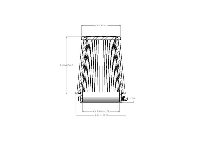 AFE Universal D2 Dura Dry Air Filter - aFe POWER Universal Clamp-On Air Filter w/ D2 Dura-Dry Media - 4.5in F x 6in B x 4.75in T x 7in H