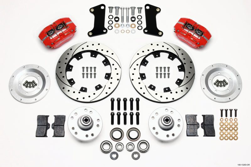 WIL Dynapro Brake Kit - Wilwood Dynapro Dust-Boot Front Kit 12.19in Drilled Red 67-69 Camaro 64-72 Nova Chevelle